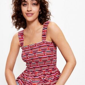 Vintage Loft Ikat Smocked Peplum Cami Top